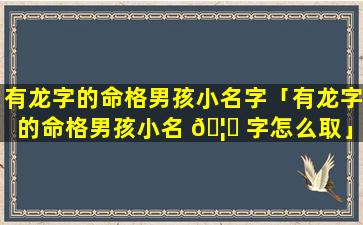 有龙字的命格男孩小名字「有龙字的命格男孩小名 🦁 字怎么取」